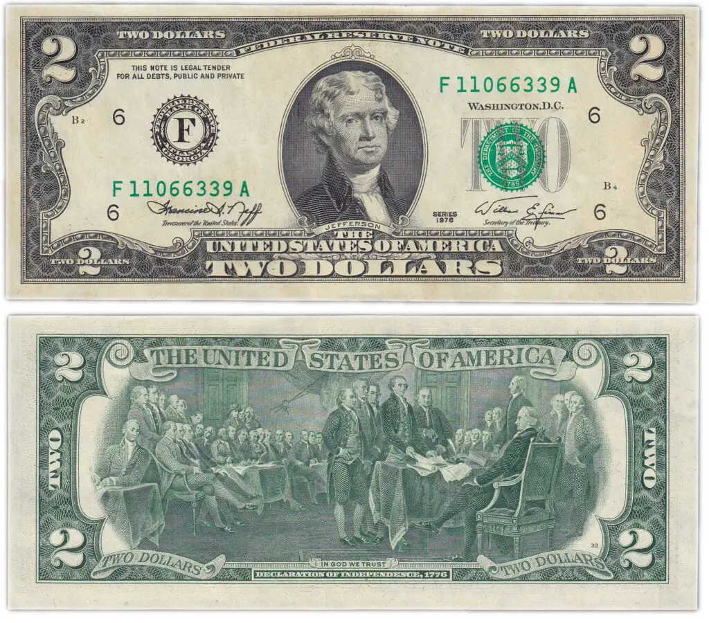 cuanto vale un billete de 2 dollar de 1976